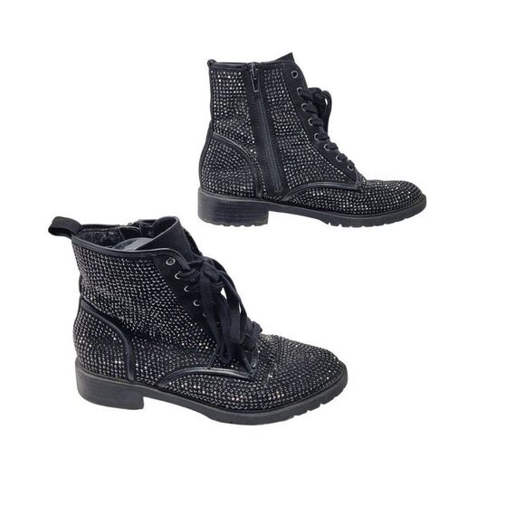 Steve Madden Ozzy Black Studded High Top Sneakers Sz 8M Womens Shoes Combat Glam - Picture 7 of 14